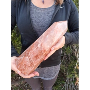 6.72 Lb. Hematoid Quartz Crystal Point. 11.5 Inch Tall Polished Red Hematite Point. You get this pie