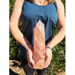 6.72 Lb. Hematoid Quartz Crystal Point. 11.5 Inch Tall Polished Red Hematite Point. You get this pie