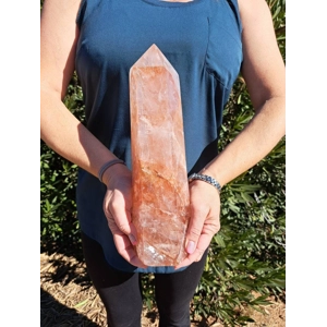 6.72 Lb. Hematoid Quartz Crystal Point. 11.5 Inch Tall Polished Red Hematite Point. You get this pie