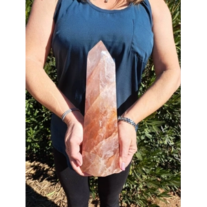 6.72 Lb. Hematoid Quartz Crystal Point. 11.5 Inch Tall Polished Red Hematite Point. You get this pie