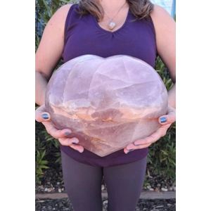 23 Lb Huge Rose Quartz Heart. 11 Inch Polished Rose Quartz Crystal Puffy Heart. You get this piece!