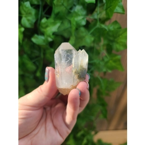 1.76 oz. Clear Quartz Twin Crystal Points Cluster With Green Chlorite Inclusions. You get this piece