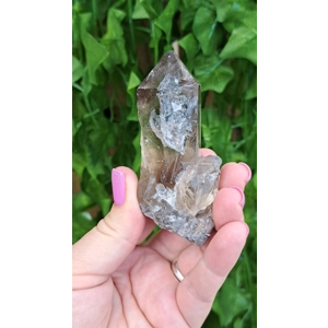 3.24 oz Smoky Quartz Crystal Point with Goddess Face, Timelink and Window. You get this piece!