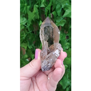 3.24 oz Smoky Quartz Crystal Point with Goddess Face, Timelink and Window. You get this piece!