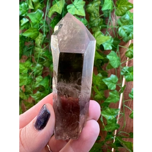 2.27 oz Clear Smoky Quartz Crystal Point With Etching. All Natural Clear Smoky Quartz Point from Bra