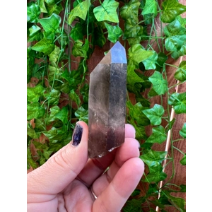 2.27 oz Clear Smoky Quartz Crystal Point With Etching. All Natural Clear Smoky Quartz Point from Bra