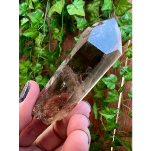 2.27 oz Clear Smoky Quartz Crystal Point With Etching. All Natural Clear Smoky Quartz Point from Bra