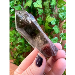 2.27 oz Clear Smoky Quartz Crystal Point With Etching. All Natural Clear Smoky Quartz Point from Bra