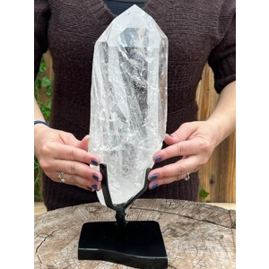 8.34 Lb Super Clear Quartz Lemurian Point With Removable Metal Stand. You get this piece!