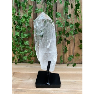 8.34 Lb Super Clear Quartz Lemurian Point With Removable Metal Stand. You get this piece!
