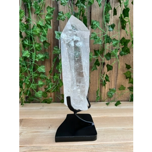 8.34 Lb Super Clear Quartz Lemurian Point With Removable Metal Stand. You get this piece!