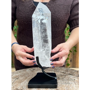 8.34 Lb Super Clear Quartz Lemurian Point With Removable Metal Stand. You get this piece!
