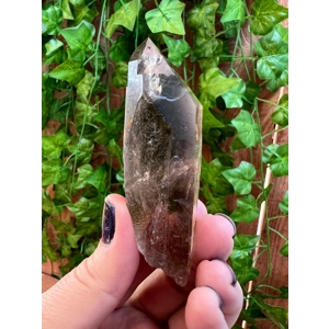 2.27 oz Clear Smoky Quartz Crystal Point With Etching. All Natural Clear Smoky Quartz Point from Bra