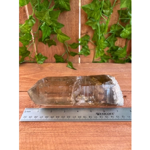 2.35 Lb Clear Smoky Quartz Crystal Point Self Healed. All Natural Clear Quartz Point from Brazil. Yo