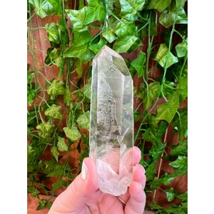 6.65 oz. Super Clear Lemurian Star Seed Quartz Crystal Point with Chlorite Phantoms and Timelink. Yo