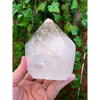 1.41 lb Clear Quartz Crystal Point with Goddess Face and Timelink. You get this piece!