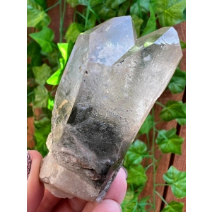 5.91 oz Clear Twin Quartz Crystal Points Cluster with Dolomite and Chlorite Inclusions and Phantoms
