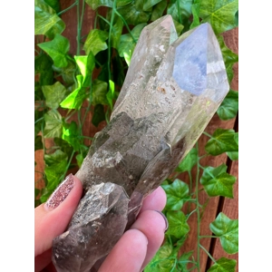 5.91 oz Clear Twin Quartz Crystal Points Cluster with Dolomite and Chlorite Inclusions and Phantoms