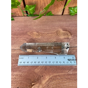 8 oz. Super Clear Smoky Quartz With Etching. 5.6 Inch Tall All Natural Water Clear Smoky Quartz Poin