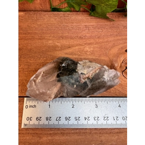 5.91 oz Clear Twin Quartz Crystal Points Cluster with Dolomite and Chlorite Inclusions and Phantoms