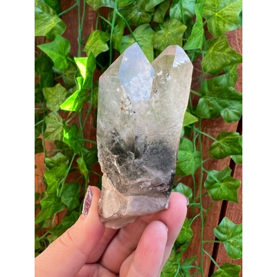 5.91 oz Clear Twin Quartz Crystal Points Cluster with Dolomite and Chlorite Inclusions and Phantoms 