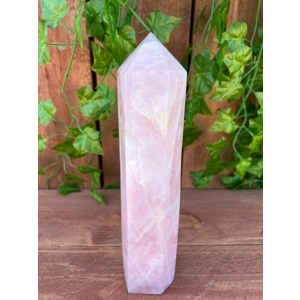 2.39 Lb. Large Rose Quartz Obelisk. 9.1 Inch. Polished Rose Quartz Crystal Point. You get this piece