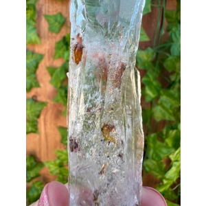 2.55 oz. Clear Lemurian Quartz Crystal Point with Hemitite Inclusions. All Natural Clear Quartz Poin