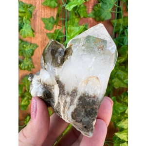 6.52 oz. Clear Quartz Crystal Points Cluster With Green Chlorite Inclusions. You get this piece!