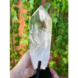 3.96 Lb. Super Clear Quartz Lemurian Point With Removeable Metal Stand. You get this piece!