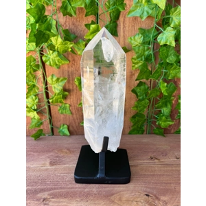 3.96 Lb. Super Clear Quartz Lemurian Point With Removeable Metal Stand. You get this piece!