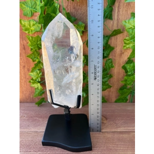 3.96 Lb. Super Clear Quartz Lemurian Point With Removeable Metal Stand. You get this piece!
