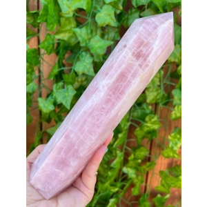 2.39 Lb. Large Rose Quartz Obelisk. 9.1 Inch. Polished Rose Quartz Crystal Point. You get this piece