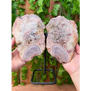 4.09 Lb. Pink Amethyst Crystal Wings on Metal Stand. Large Pink Amethyst Slices. You get this piece!