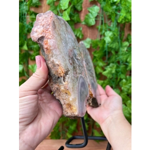 4.09 Lb. Pink Amethyst Crystal Wings on Metal Stand. Large Pink Amethyst Slices. You get this piece!