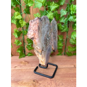 4.09 Lb. Pink Amethyst Crystal Wings on Metal Stand. Large Pink Amethyst Slices. You get this piece!