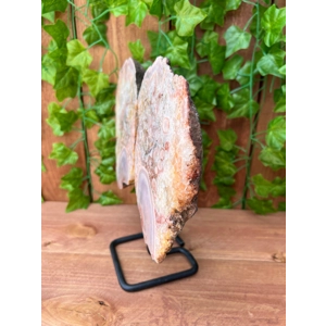 4.09 Lb. Pink Amethyst Crystal Wings on Metal Stand. Large Pink Amethyst Slices. You get this piece!