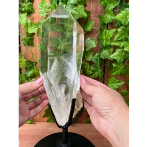 7.13 Lb. Super Clear Quartz Point With Phantoms and Removable Metal Stand. You get this piece!