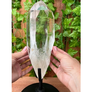 7.13 Lb. Super Clear Quartz Point With Phantoms and Removable Metal Stand. You get this piece!