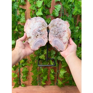 4.09 Lb. Pink Amethyst Crystal Wings on Metal Stand. Large Pink Amethyst Slices. You get this piece!