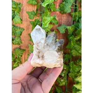 6.52 oz. Clear Quartz Crystal Points Cluster With Green Chlorite Inclusions. You get this piece!