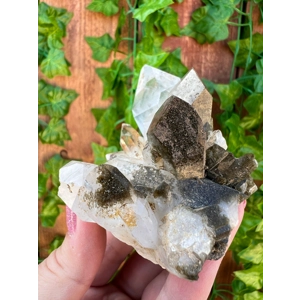 6.52 oz. Clear Quartz Crystal Points Cluster With Green Chlorite Inclusions. You get this piece!