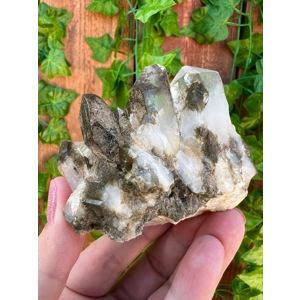 6.52 oz. Clear Quartz Crystal Points Cluster With Green Chlorite Inclusions. You get this piece!