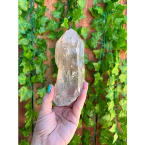 1.32 Lb Clear Quartz Crystal Point with Golden Rutile inclusions. You get this piece!