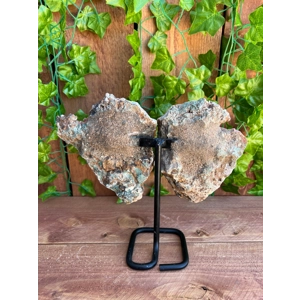 2.61 Lb Pink Amethyst Crystal Wings on Metal Stand. Large Pink Amethyst Slices. You get this piece!