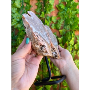 2.61 Lb Pink Amethyst Crystal Wings on Metal Stand. Large Pink Amethyst Slices. You get this piece!