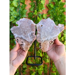 2.61 Lb Pink Amethyst Crystal Wings on Metal Stand. Large Pink Amethyst Slices. You get this piece!