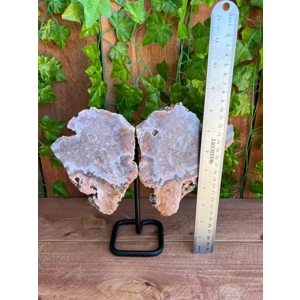 2.61 Lb Pink Amethyst Crystal Wings on Metal Stand. Large Pink Amethyst Slices. You get this piece!