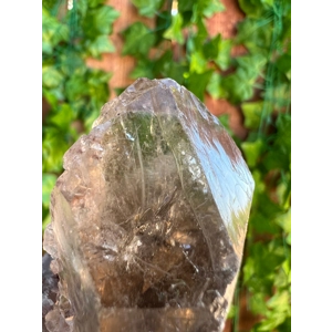 12.96 oz. Clear Smoky Quartz Twin Points Crystal With Etching from Brazil. You get this piece!