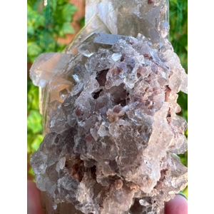 12.96 oz. Clear Smoky Quartz Twin Points Crystal With Etching from Brazil. You get this piece!