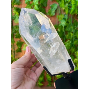 3.96 Lb. Super Clear Quartz Lemurian Point With Removeable Metal Stand. You get this piece!